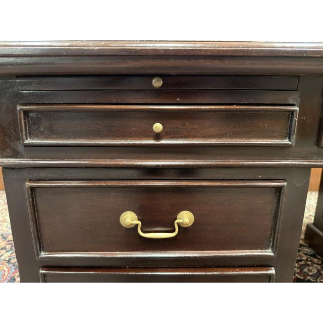 English Desk with Green Leather Top For Sale - Image 12 of 18