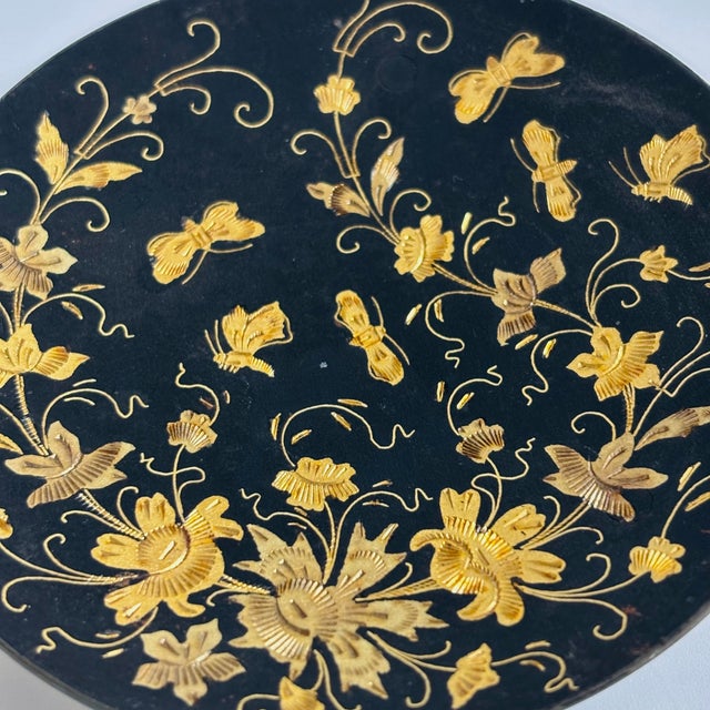 Vintage Circular Etched Brass Tray For Sale - Image 4 of 7