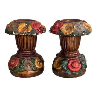 1930’s French Country Candle Holders - A Pair For Sale