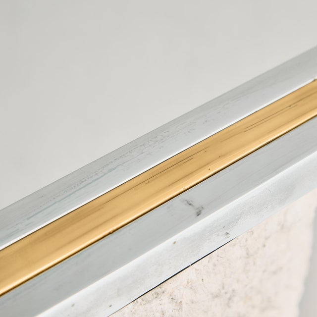 Metal Brass and Chrome Framed Mirror, 1970s For Sale - Image 7 of 9