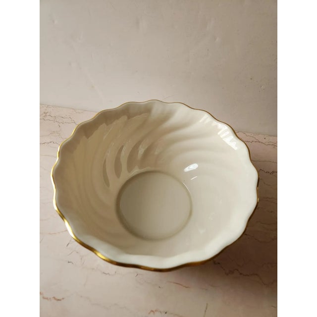 by LENOX estate collection swirled ivory Vegetable Bowl gold trim made in USA 8.25 x 4h Preowned very good condition Refer...