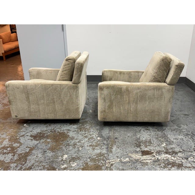 Natuzzi Natuzzi Editions Inside C245 Fabric Swivel Chairs, Pair For Sale - Image 4 of 12