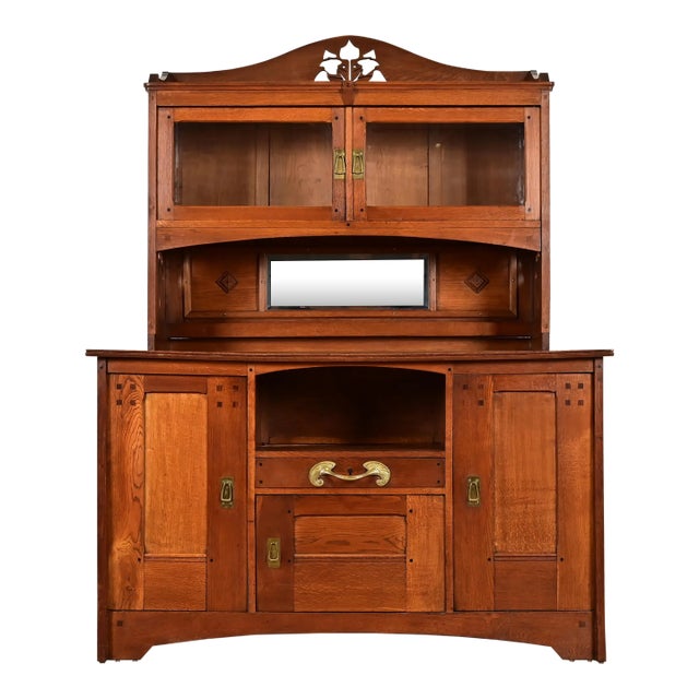 Léon Jallot French Art Nouveau Oak and Ash Sideboard or Bar Cabinet, Circa 1905 For Sale