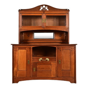 Léon Jallot French Art Nouveau Oak and Ash Sideboard or Bar Cabinet, Circa 1905