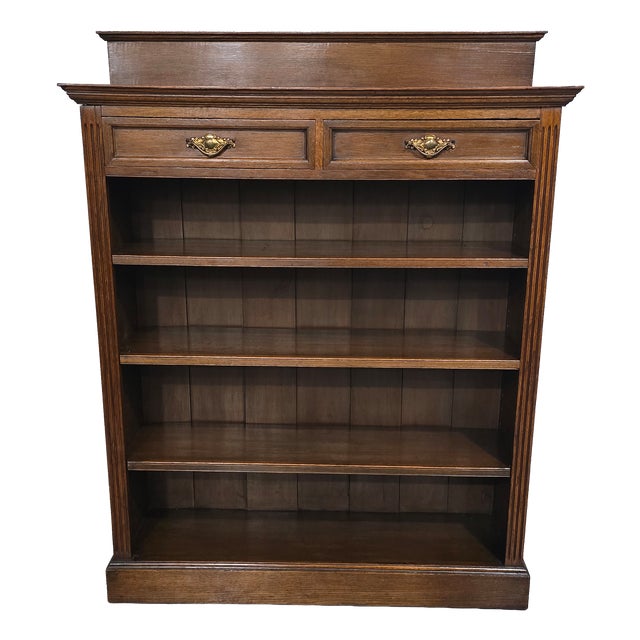 Oak Open Adjustable Library Bookcase, 1880 For Sale