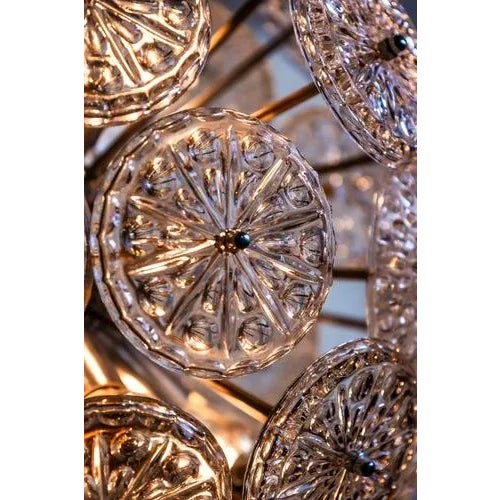 Chrome and Crystal Glass Flower-Bucket Starburst Ballroom Pendant Light, Germany, 1960s For Sale - Image 4 of 11