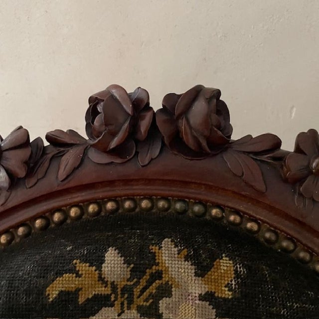 Louis XV Armchair with Floral Tapestry For Sale - Image 3 of 7