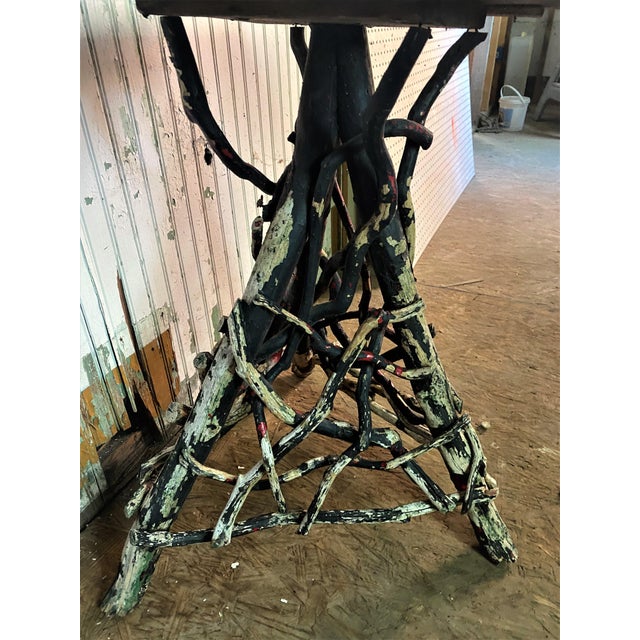 Late 19th Century 19th C Adirondack Handmade Cabin Shabby Chic Twig Vine Plant Stand Lamp Table For Sale - Image 5 of 18
