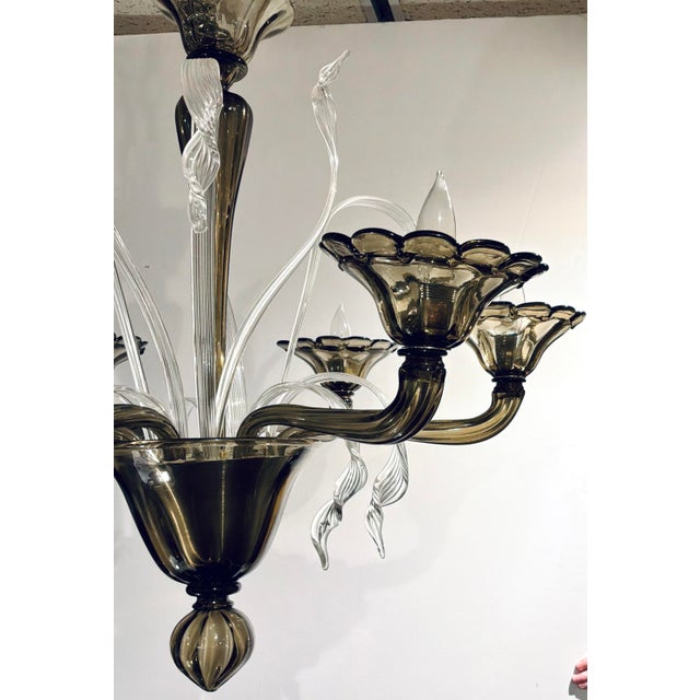 1990s Myran Allan Luxury Lighting Italian Smoked Murano Glass Chandelier For Sale - Image 5 of 7