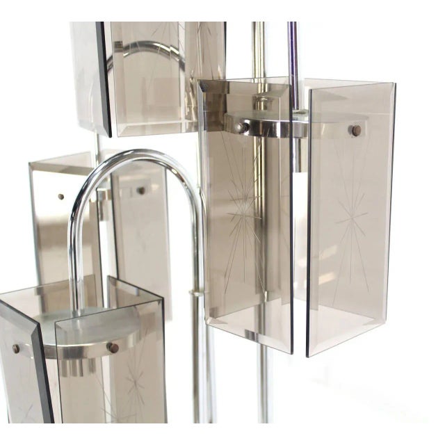 Mid-Century Modern Chrome and Smoke Glass Shade Table Lamp For Sale - Image 4 of 8