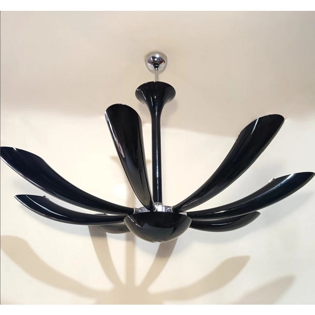 Murano Glass Nero Infinito Ceiling Light by Seguso For Sale - Image 11 of 12