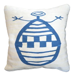Hand Woven Silk Pillow Cover African Illustration Style Throw Pillow - 16″ X 16″