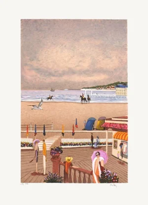 1980s "Deauville Seaside" Lithograph by Ramon Dilley