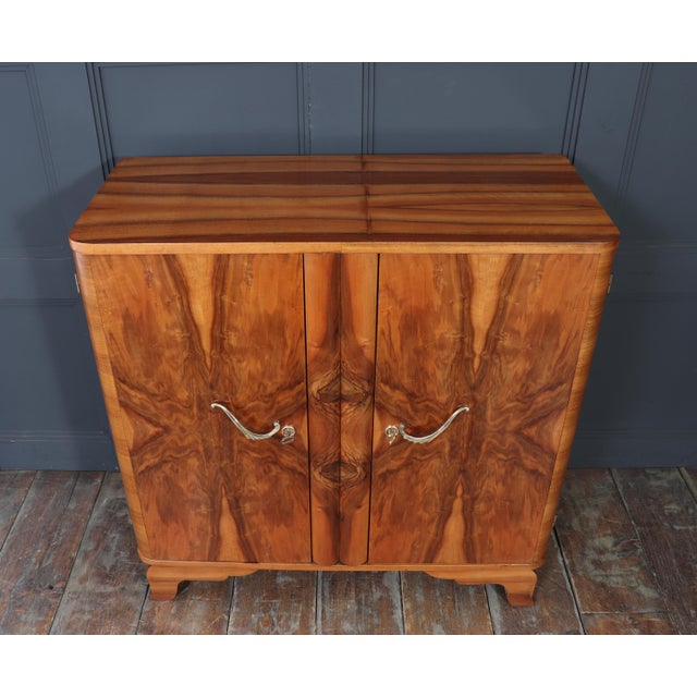 Art Deco French Walnut Two-Door Figured Buffet, 1930 For Sale - Image 12 of 16