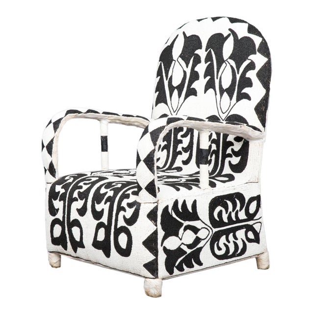 Hand-Beaded Yoruba Venus Flower Accent Chair For Sale