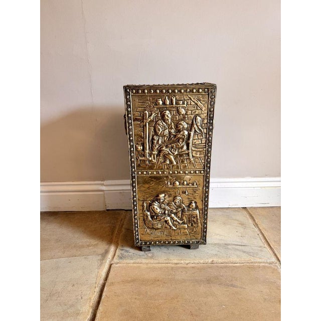 Antique Edwardian Ornate Brass Stick Stand, 1890s For Sale - Image 5 of 7