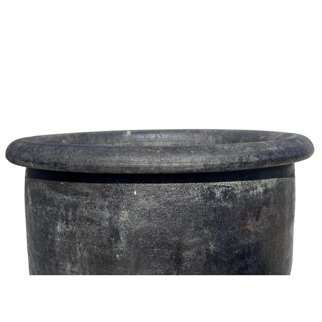 Vallea Black Earth Ware Vintage Pot Planter For Sale - Image 4 of 4