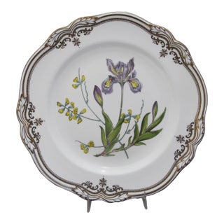 Spode Stafford Flowers Iris & Sphaerolobium Gilt Bone China Dinner Plate For Sale