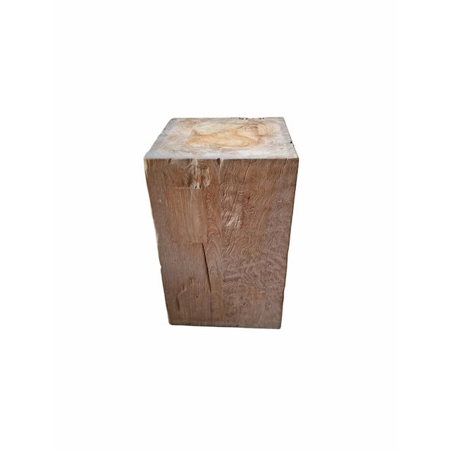 Contemporary Teak Wood Pedestal Crafted in Java, Indonesia For Sale - Image 3 of 6