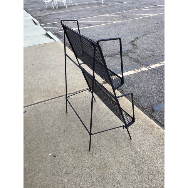 Mid 20th Century Vintage Black Metal Media Rack, Mid-Century Modern, 1950s Usa For Sale - Image 5 of 12