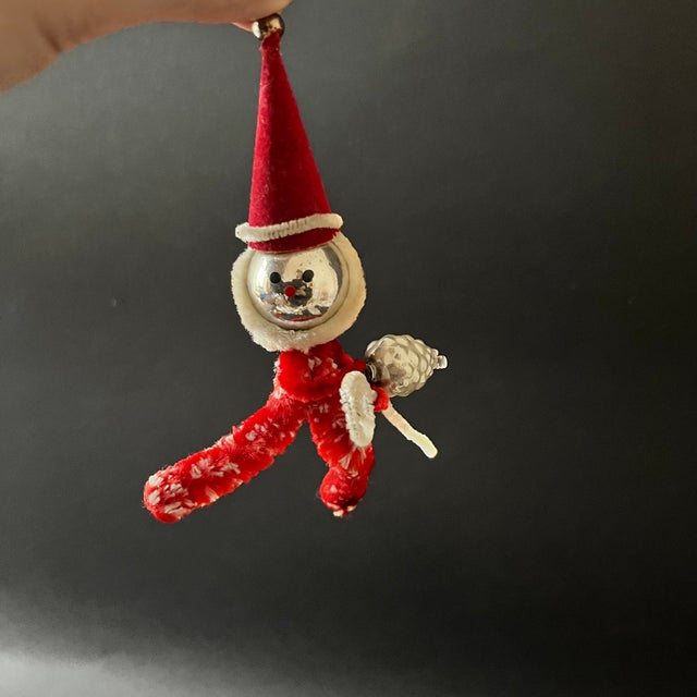 Vintage Handmade Santa and Pixies Christmas Decorations, 1950s-1960s, Set of 4 For Sale - Image 6 of 11