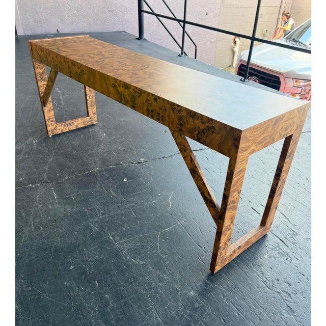 Brown Postmod Faux Burl Console Table For Sale - Image 8 of 9