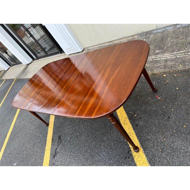 Brown Vintage Queen Anne Style Solid Cherry Dining Table With 2 Leaves. For Sale - Image 8 of 10