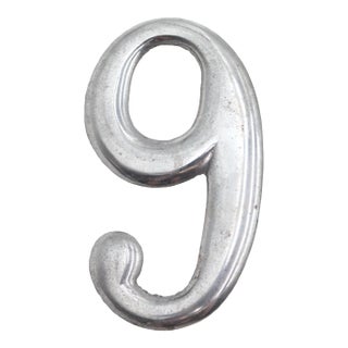 Vintage Aluminum House Number Nine For Sale
