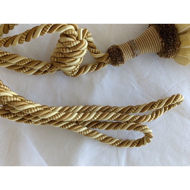 1950s 2 Vintage Gold and Beige Organza Ribbon Drapery Tieback For Sale - Image 5 of 7