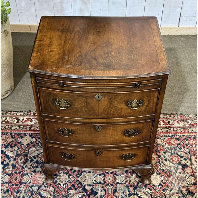Wood Vintage English Walnut Chest of Drawers, 1950s For Sale - Image 7 of 14