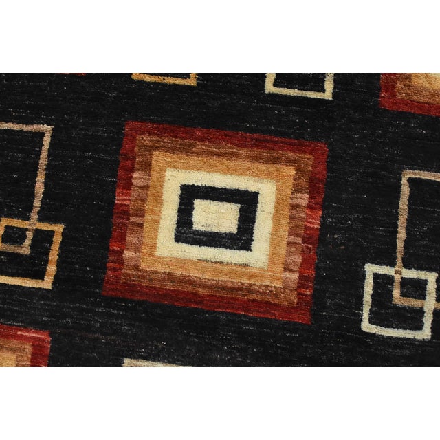Fine Gabbeh Runner 3’2” X 15’2” Black Wool Contemporary Hand-Knotted Rug For Sale - Image 4 of 14