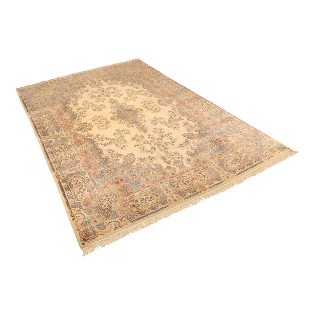 Kirmin Pattern Large Hand Tied 11' x 18' Fringed Area Rug For Sale