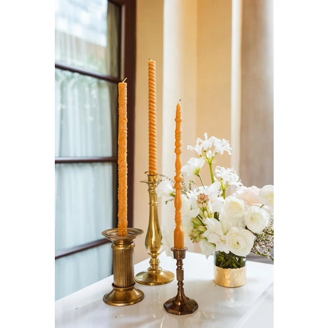 2020s Flora Taper Beeswax Candles in Oro Goldenrod - a Pair For Sale - Image 5 of 6