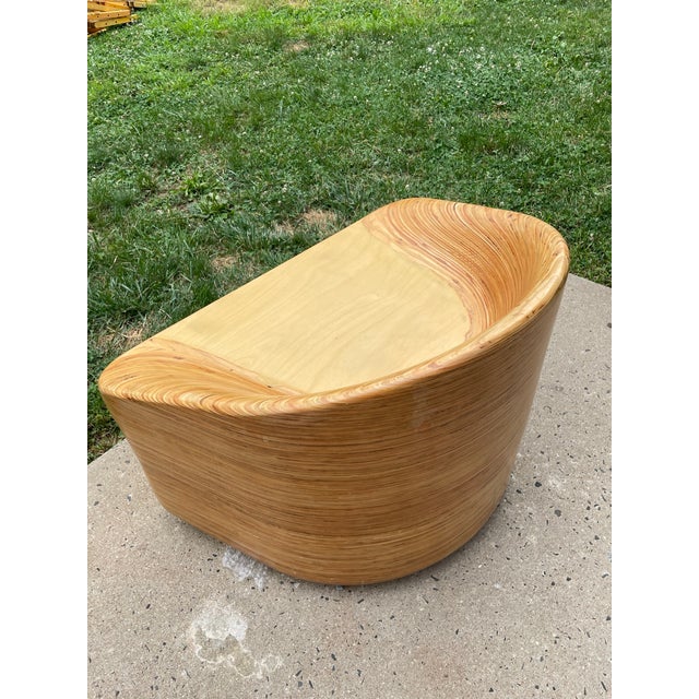 Rare Timbur Studio "Stack" Sculptural Plywood Tub Lounge Chair A rare, architectural "Stack" Low-Back Plywood Tub Lounge...