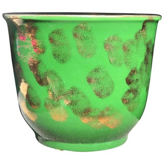 Pacific Pottery Green and Gold Metallic Jardiniére For Sale