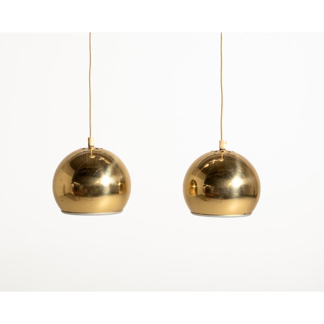 Gold Vintage Swedish Pendant Lamps, 1960s, Set of 2 For Sale - Image 8 of 8