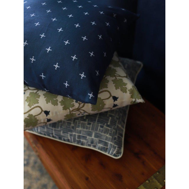 Contemporary Savannah Cross // Marine by Lauren Servati Textiles Pillows - A Pair For Sale - Image 3 of 3