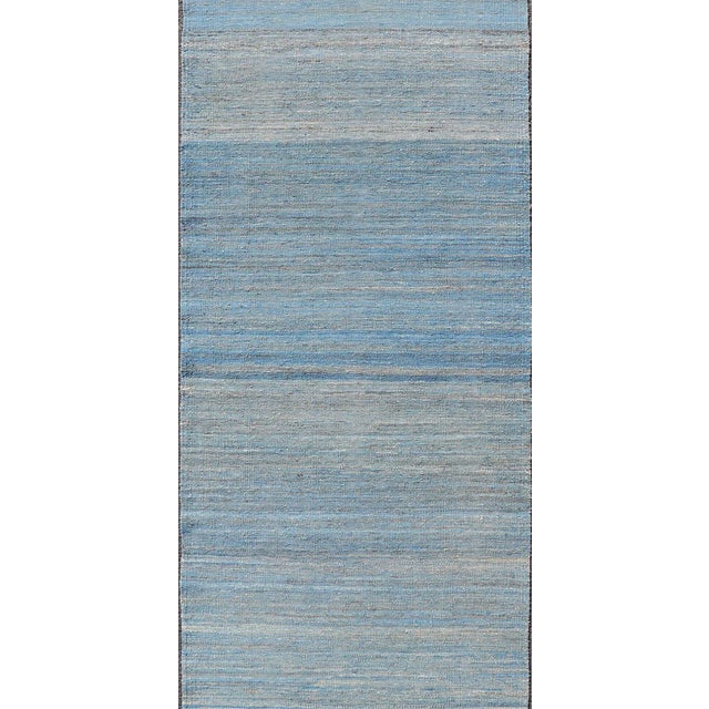 Contemporary 2020s Flat-Weave Runner in Modern Design in Shades of Blue, Green and Gray For Sale - Image 3 of 11