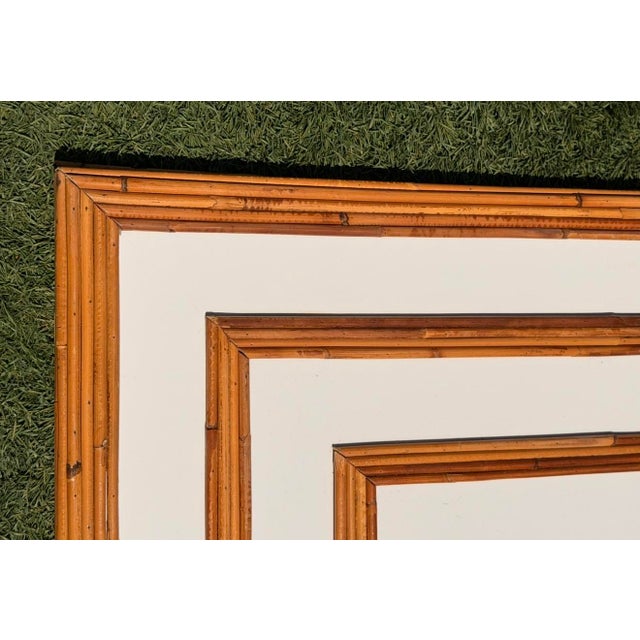 Wood Hollywood Regency Tropical Mirror in Pencil Reed Bamboo attributed to Vivai Del Sud, Italy, 1970s For Sale - Image 7 of 17