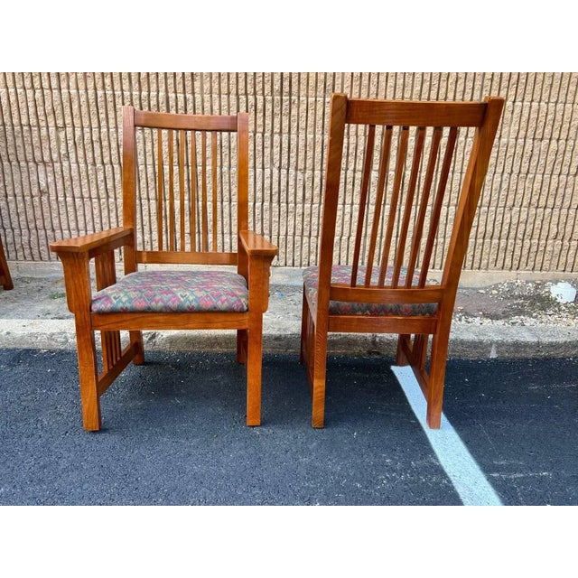 Late 20th Century Bassett Furniture Mission Style Arts & Craft Oak Dining Chairs. - Set of 6 For Sale - Image 12 of 12