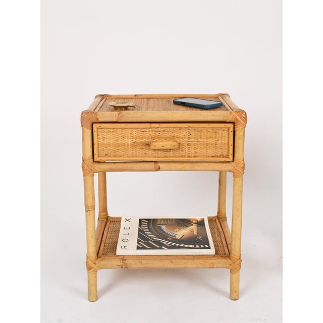 French Riviera Nightstands in Bamboo, Rattan and Wicker, Italy, 1970s, Set of 2 For Sale - Image 11 of 14