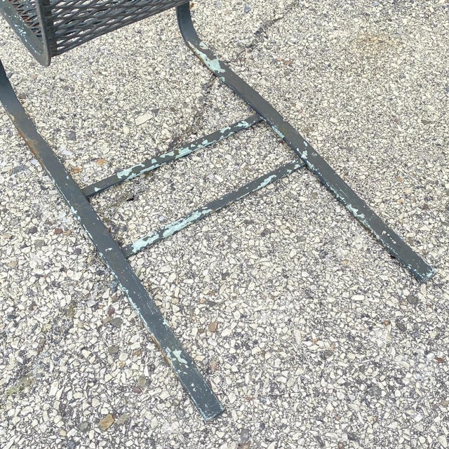 Mid 20th Century Modern Wrought Iron Metal Mesh Cantilever Garden Patio Chair - Pair For Sale - Image 9 of 10