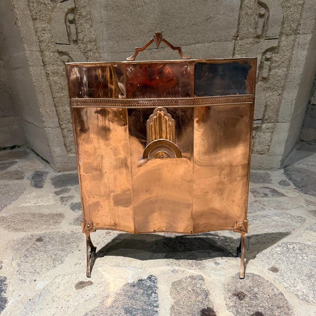 Art Deco Antique Art Deco Copper Fireplace Screen, Neoclassical Lines For Sale - Image 3 of 14
