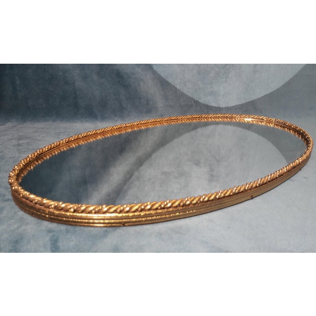Vintage Vanity Tray Gold Mirrored Oval Chairish