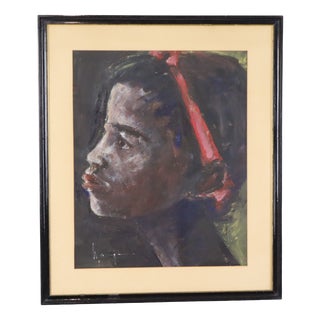 Weyne, African Girl Paper, 1960s, Compressed Wood & Paper & Pine For Sale