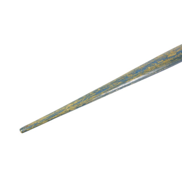 Mid 20th Century Vintage Handmade Carved Wood Blue Paintbrush Sculpture For Sale - Image 5 of 5