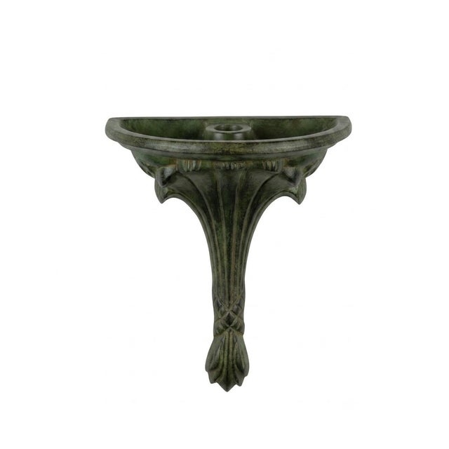 Art Deco Vintage Antique Bronze Wall Sconces – Set of 2 Art Deco Cast Metal Candle Holders / Pillar Shelves For Sale - Image 3 of 4