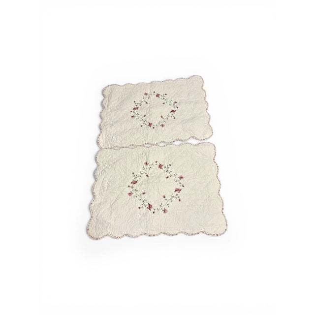 Red Floral Pillow Shams Vintage Pack of 2 For Sale - Image 9 of 10