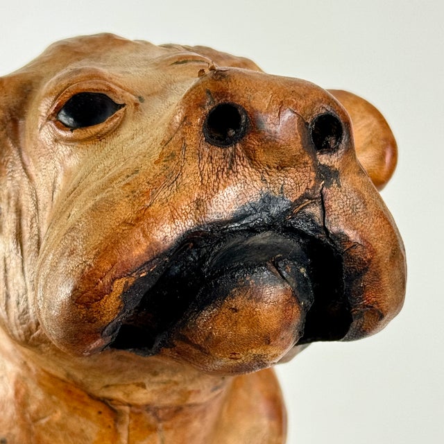 1970s Vintage Handmade Tan Leather French Bulldog Sculpture Figurine For Sale - Image 11 of 11