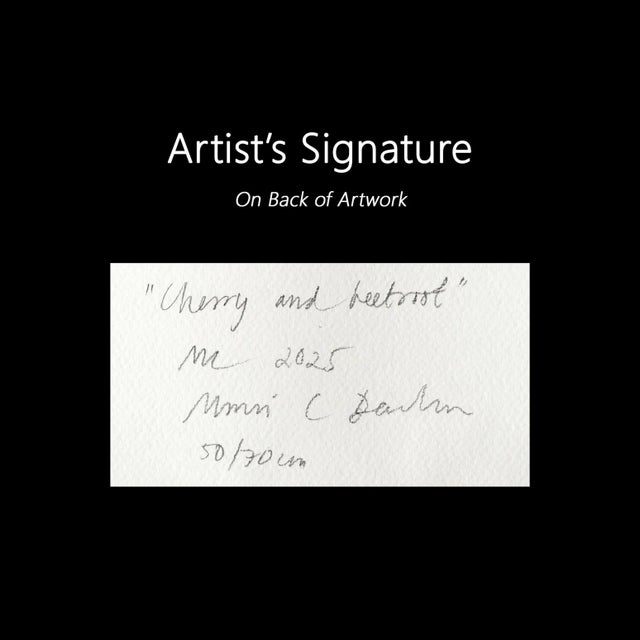 Paper Cherry and Beetroot - Playful Food Still Life Collage Original Artwork by Maria C Bernhardsson For Sale - Image 7 of 7